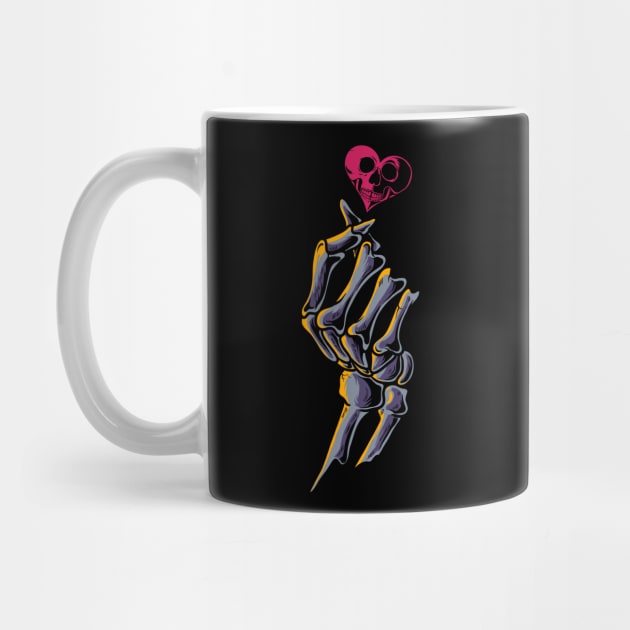 Skeleton Hand Korean Finger Heart Pink Skull Heart by anubis1986